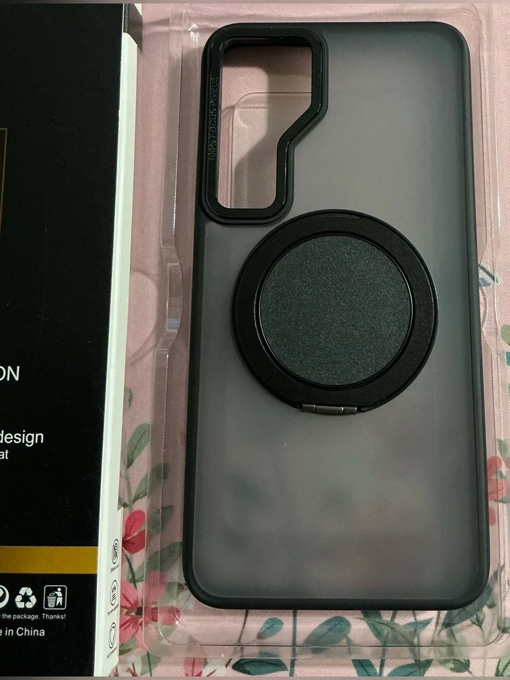 Black Clear Protective Phone Case with Ring Grip- Samsung Galaxy S24